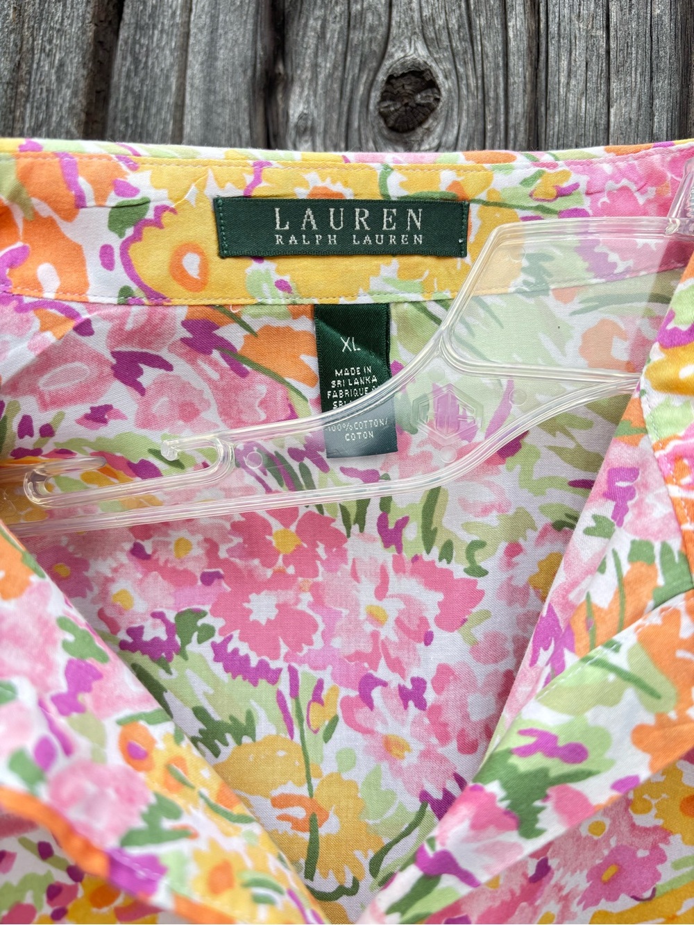 Ralph Lauren Floral Button-Up Blouse-Pink, Orange & Yellow 100% Cotton size XL - Picture 6 of 8